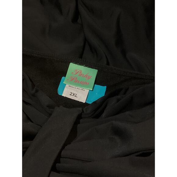 Unique Vintage Pinky Pinups 1950’s Black Bow Romper One Piece Swim Suit 2X NWOT - Picture 4 of 4